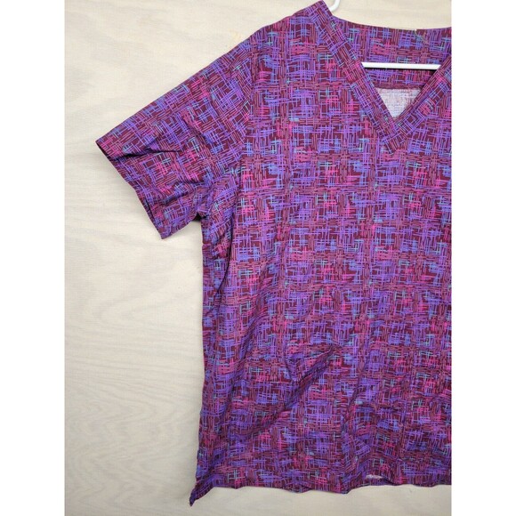 Cottonality Women's SZ 2XL Scrub Top Medical Nursing Shirt Pockets Purple - Picture 3 of 8